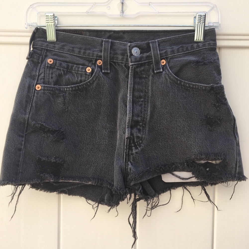 Vintage Black Distressed Women Shorts